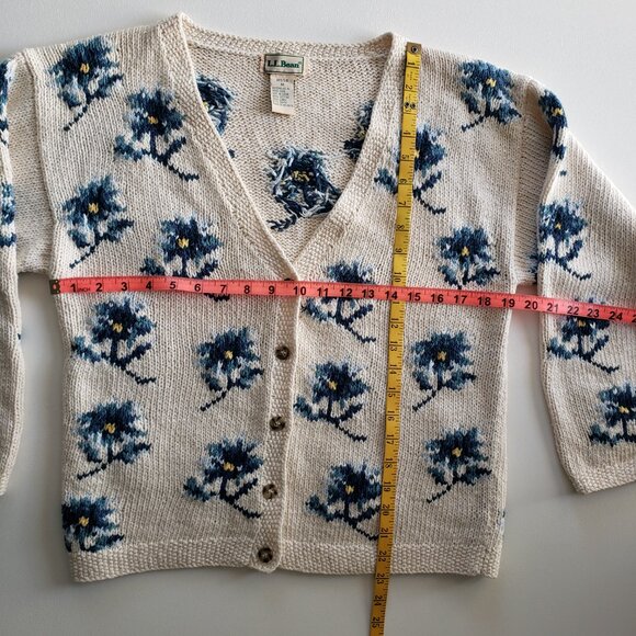 Vintage L. L. Bean Floral Button Down Knit Cardigan Sweater Size M - Picture 13 of 16